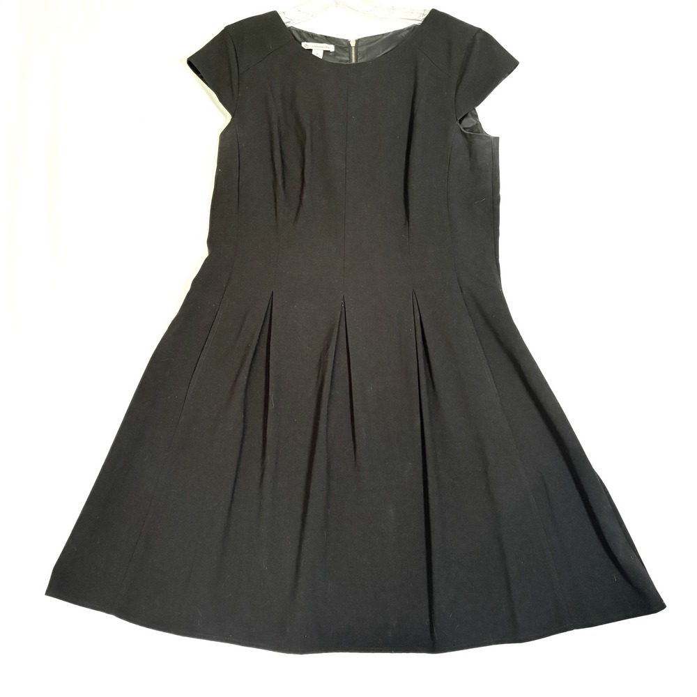 DB Est 1962 Black Fit & Flare Pleated Dress Size 16 Classic Elegant